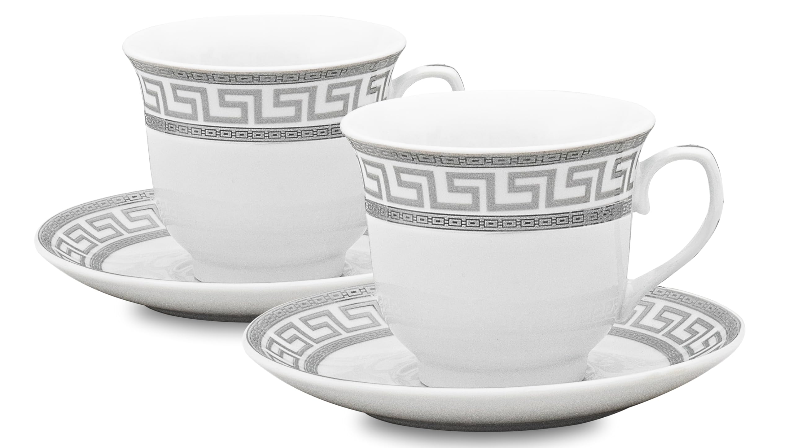 Close-up of the vintage floral detail and glazed porcelain finish on the tea cup surface