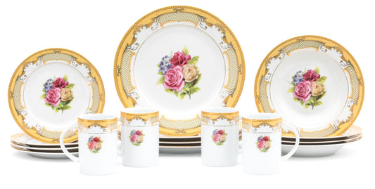 Dinnerware Gold White Roses Mug