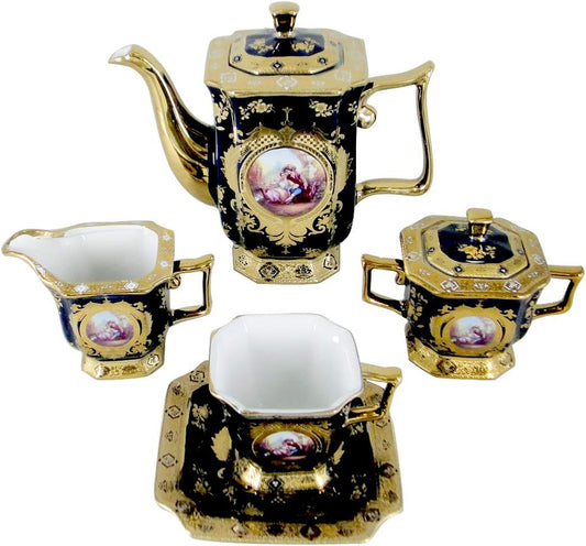Tea set tea pot saucers cups sugar pot tea pot creamer