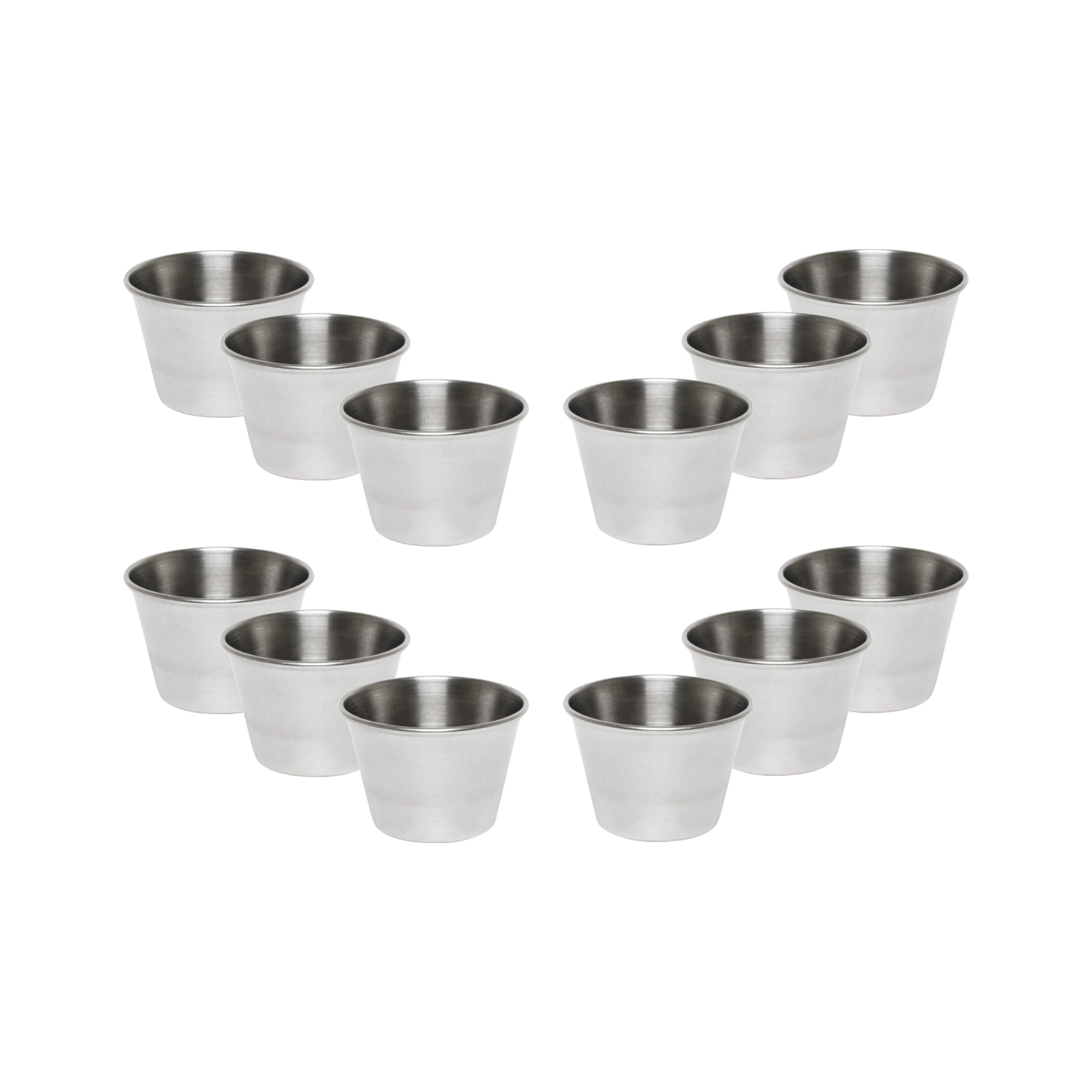Stainless Steel Portion Cups 2.5 oz, Individual Condiment Sauce Cups - 2 1/2 Oz