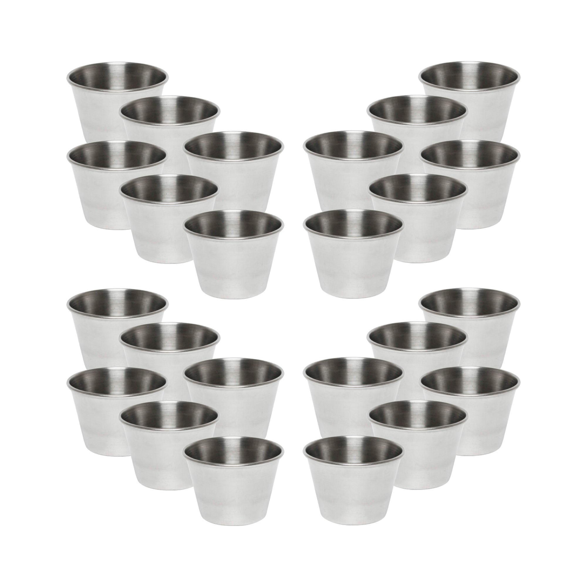 Stainless Steel Portion Cups 2.5 oz, Individual Condiment Sauce Cups - 2 1/2 Oz