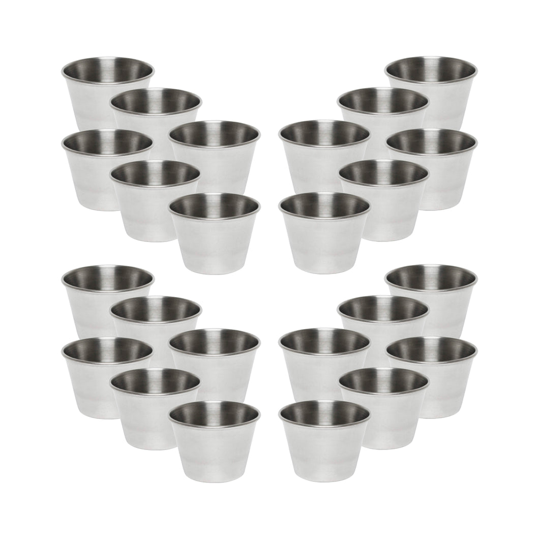 Gifts Plaza Set of 24 Stainless Steel Portion Cups 2.5 oz, Individual Condiment Sauce Cups - 2 1/2 ounces