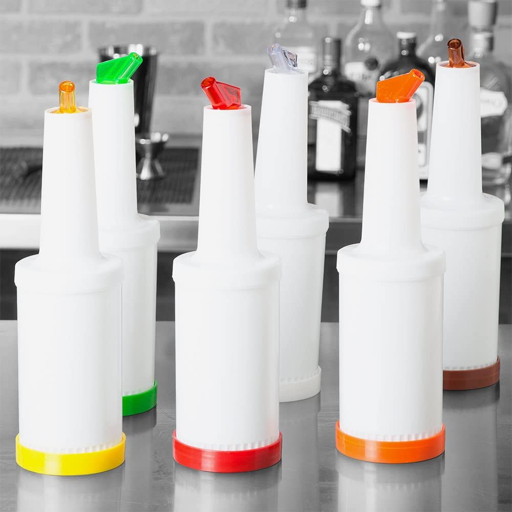 1 Quart Storer and Pourer White Bottle for Alcohol or Juice With Multiple Accent Color Choices Set of 1, 2, or 12 Pieces
