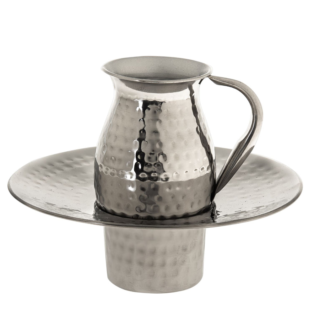Judaica Stainless Steel Mayim Achronim Cup with Tray 5''