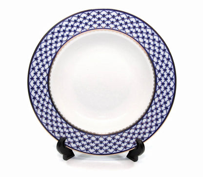 Place Setting 3-pcs, Lomonosov Porcelain, Russian Cobalt Blue Net, 24K Gold