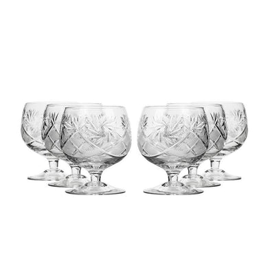 Set of 6  Vintage Design Crystal Brandy Cognac Snifters 7 oz
