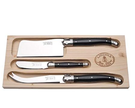 Laguiole Hand Made French Cheese Set in Tray 3pc Vintage