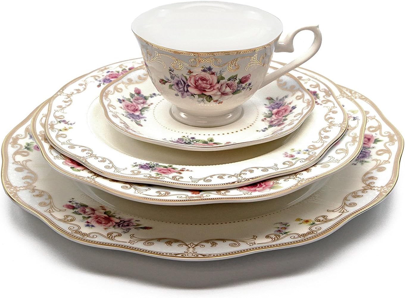 Side view of Royalty Porcelain cup and saucer showing platinum motif detail