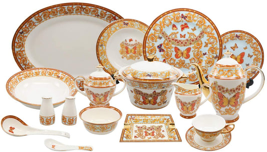Royalty Porcelain 58 Pc Luxury Banquet Dinner Set, Premium Bone China