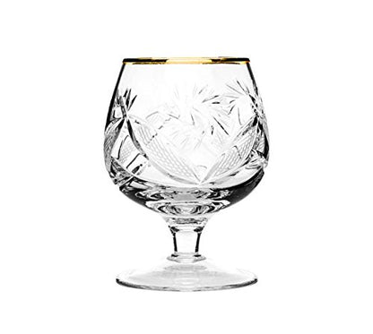 Set of 6 Vintage Crystal Cognac Snifters With Gold Rim 7 oz