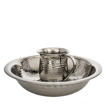 Judaica Stainless Steel Wash Cup and Bowl, Dual Handle Negel Vasser Cup