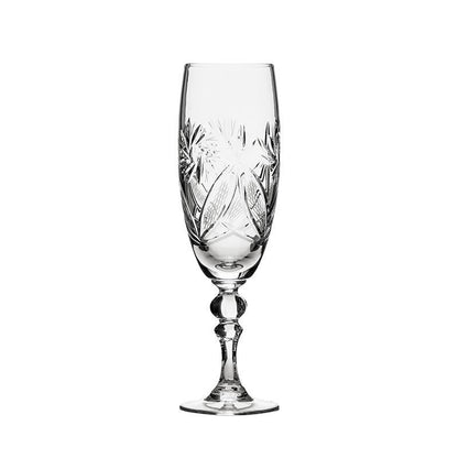 Set of 6 Champagne Flutes  7oz Handmade Vintage Crystal Glasses