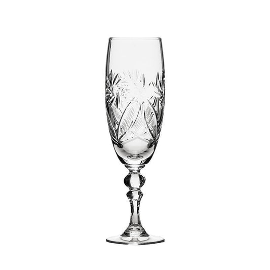 Set of 6 Champagne Flutes  7oz Handmade Vintage Crystal Glasses