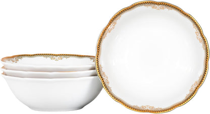 Porcelain Bowl Set 4 Piece - 8 oz - Luxurious Small Bowls for Fruit, Soup, Cereal, Snacks - For Wedding Registry and Apartment Essentials - Durable Bowls