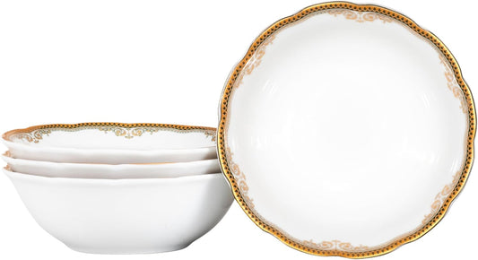 Porcelain Bowl Set 4 Piece - 8 oz - Luxurious Small Bowls for Fruit, Soup, Cereal, Snacks - For Wedding Registry and Apartment Essentials - Durable Bowls