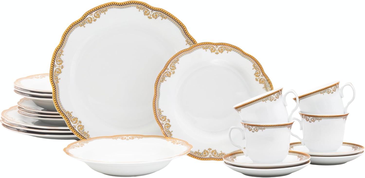 Dinnerware Set Service for 4 - 20 Piece Dishes Set for 4 - Luxurious Plates and Bowls, Dish Set, Ceramic Bowl - Kitchen Starter Sets for Apartment and Home