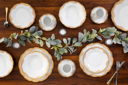 Dinnerware Set Service for 4 - 20 Piece Dishes Set for 4 - Luxurious Plates and Bowls, Dish Set, Ceramic Bowl - Kitchen Starter Sets for Apartment and Home