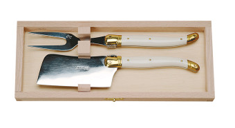 Laguiole Handmade French 2-Pc Cheese Set, Ivory Handles