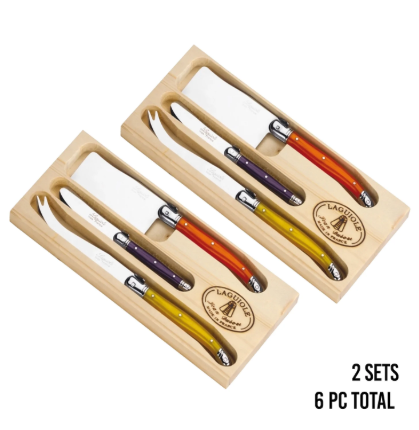 Laguiole Hand Made French Cheese Set in Tray 3pc Vintage