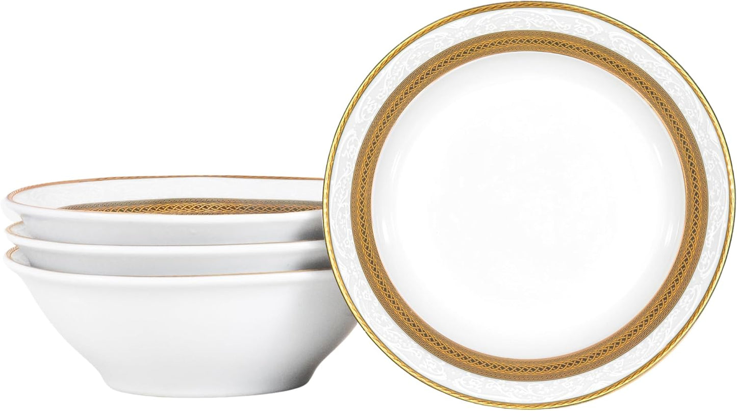 Porcelain Bowl Set 4 Piece - 8 oz - Luxurious Small Bowls for Fruit, Soup, Cereal, Snacks - For Wedding Registry and Apartment Essentials - Durable Bowls