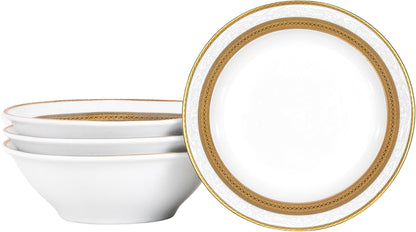 Porcelain Bowl Set 4 Piece - 8 oz - Luxurious Small Bowls for Fruit, Soup, Cereal, Snacks - For Wedding Registry and Apartment Essentials - Durable Bowls
