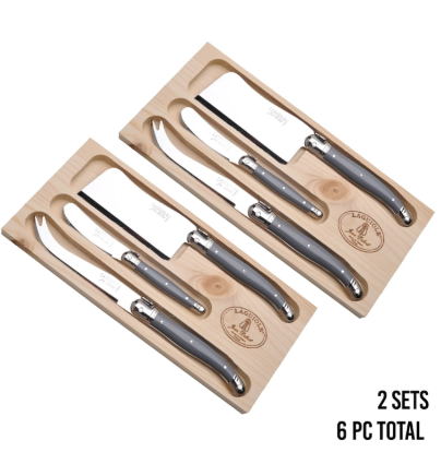 Laguiole Hand Made French Cheese Set in Tray 3pc Vintage