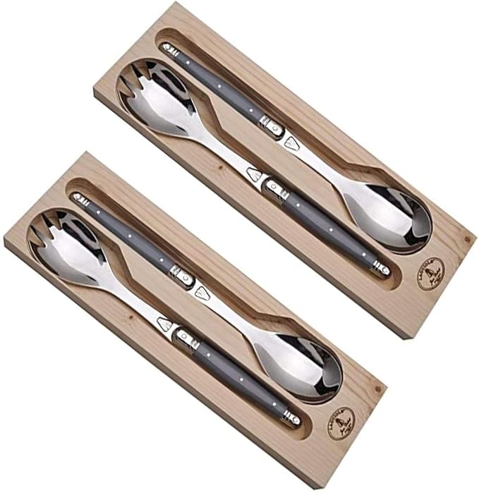 Laguiole Flatware, Jean Dubost Salad Servers in a Tray 2-pc