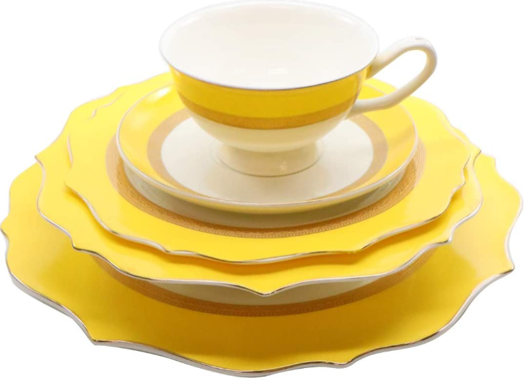 Royalty Porcelain 20-pc Dinner Set for 4, 24K Gold, Bone China