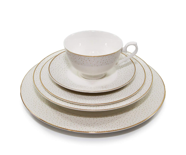 Royalty Porcelain 20-pc Dinnerware Set, 24K Gold-Plated Fine Porcelain, Premium Dinnerware Service for 4