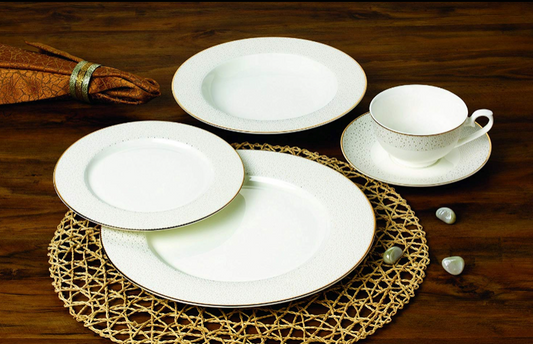 Royalty Porcelain 20-pc Dinnerware Set, 24K Gold-Plated Fine Porcelain, Premium Dinnerware Service for 4