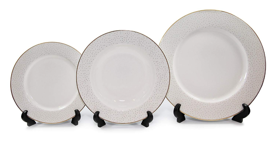 Royalty Porcelain 20-pc Dinnerware Set, 24K Gold-Plated Fine Porcelain, Premium Dinnerware Service for 4