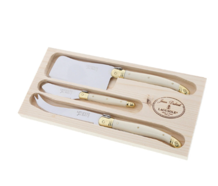 Laguiole Hand Made French Cheese Set in Tray 3pc Vintage