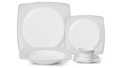 Royalty Porcelain Fancy Square 20pc Dinnerware Set, Bone China