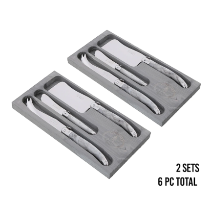 Laguiole Hand Made French Cheese Set in Tray 3pc Vintage