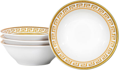 Porcelain Bowl Set 4 Piece - 8 oz - Luxurious Small Bowls for Fruit, Soup, Cereal, Snacks - For Wedding Registry and Apartment Essentials - Durable Bowls