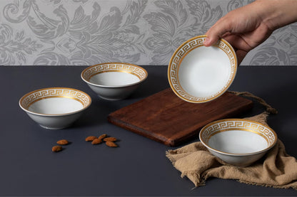 Porcelain Bowl Set 4 Piece - 8 oz - Luxurious Small Bowls for Fruit, Soup, Cereal, Snacks - For Wedding Registry and Apartment Essentials - Durable Bowls