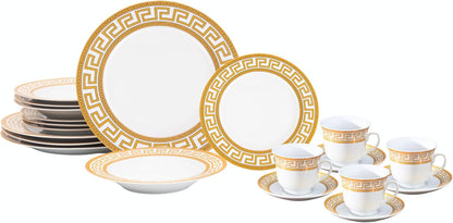 Dinnerware Set Service for 4 - 20 Piece Dishes Set for 4 - Luxurious Plates and Bowls, Dish Set, Ceramic Bowl - Kitchen Starter Sets for Apartment and Home