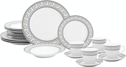 Dinnerware Set Service for 4 - 20 Piece Dishes Set for 4 - Luxurious Plates and Bowls, Dish Set, Ceramic Bowl - Kitchen Starter Sets for Apartment and Home