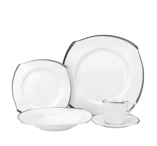 Royalty Porcelain Fancy Square 20pc Dinnerware Set, Bone China