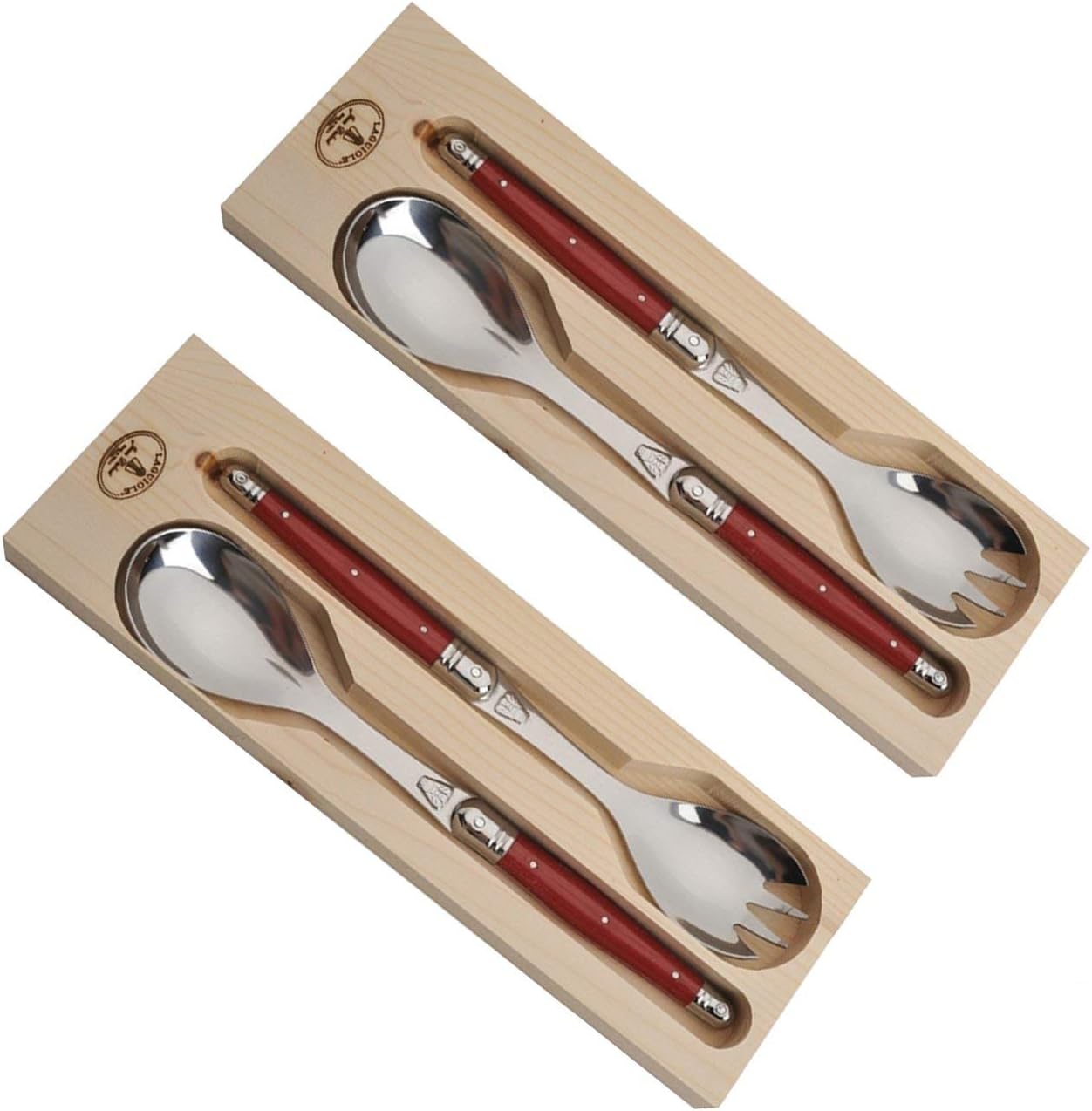 Laguiole Flatware, Jean Dubost Salad Servers in a Tray 2-pc