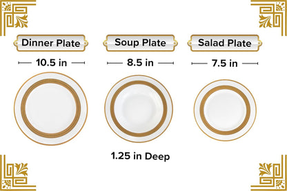 Dinnerware Set Service for 4 - 20 Piece Dishes Set for 4 - Luxurious Plates and Bowls, Dish Set, Ceramic Bowl - Kitchen Starter Sets for Apartment and Home