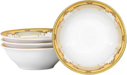 Porcelain Bowl Set 4 Piece - 8 oz - Luxurious Small Bowls for Fruit, Soup, Cereal, Snacks - For Wedding Registry and Apartment Essentials - Durable Bowls