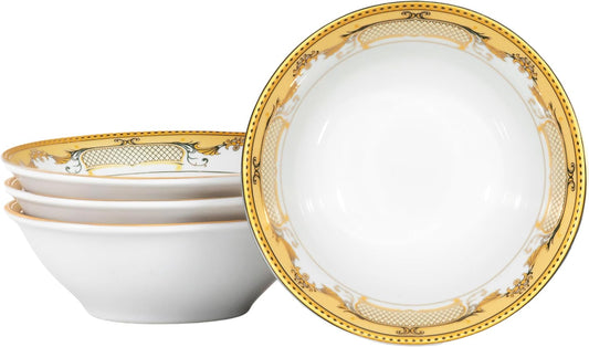 Porcelain Bowl Set 4 Piece - 8 oz - Luxurious Small Bowls for Fruit, Soup, Cereal, Snacks - For Wedding Registry and Apartment Essentials - Durable Bowls