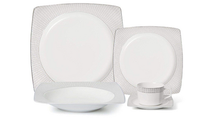 Royalty Porcelain Fancy Square 20pc Dinnerware Set, Bone China
