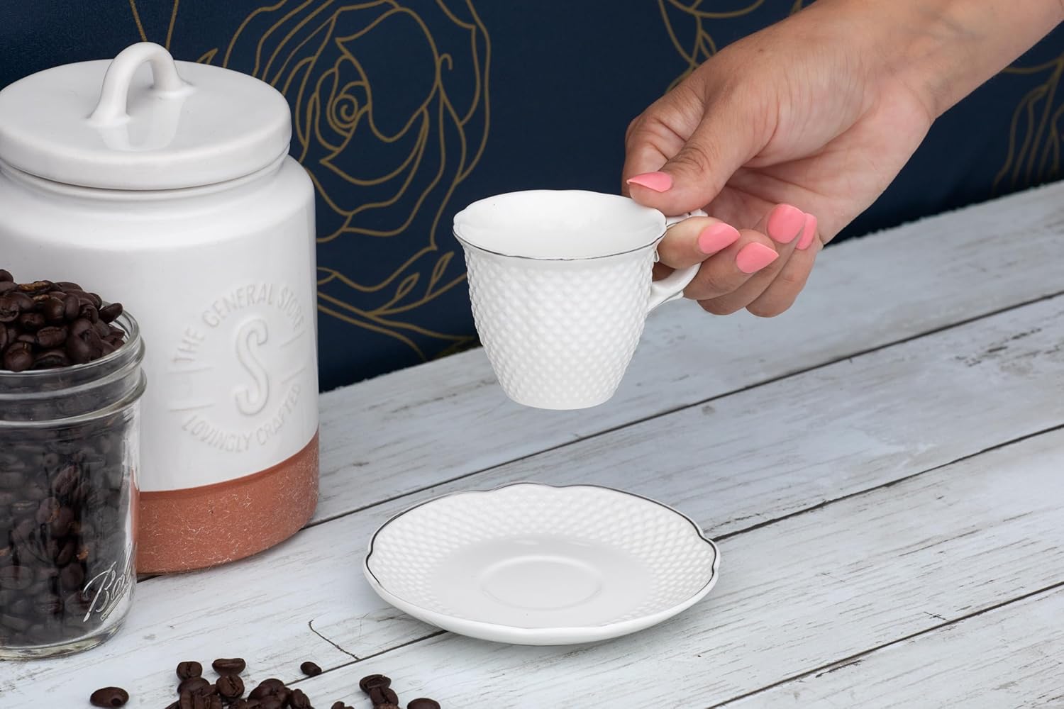 Royalty Porcelain 12-pc Tea set, 6 Cups, 6 Saucers, Bone China Porcelain