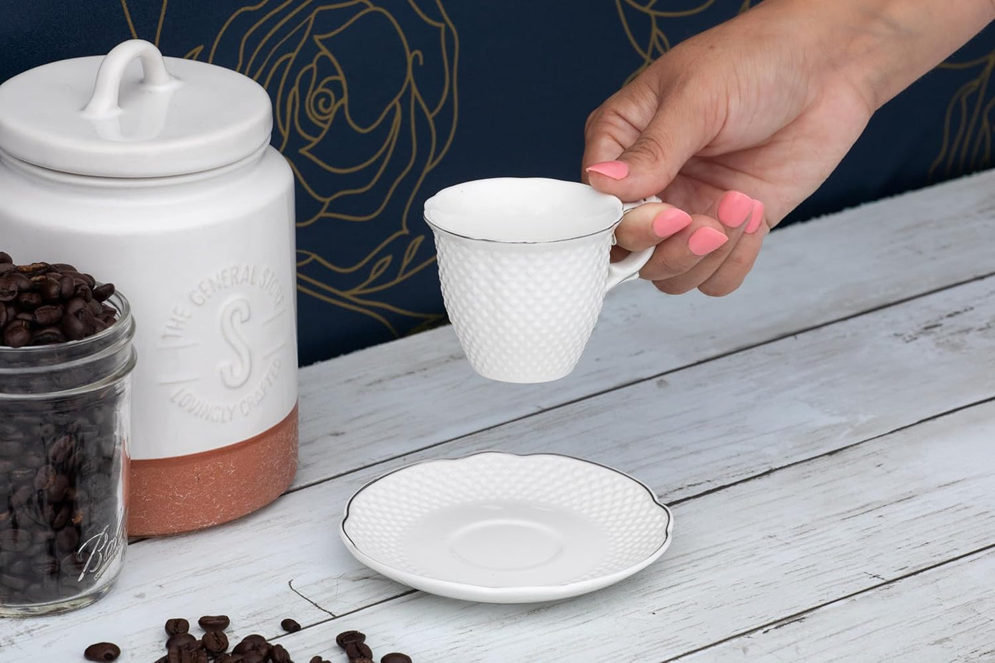 Royalty Porcelain 12-pc Tea set, 6 Cups, 6 Saucers, Bone China Porcelain