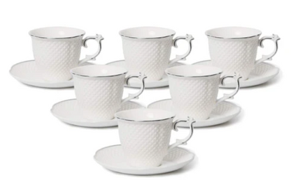 Royalty Porcelain 12-pc Tea set, 6 Cups, 6 Saucers, Bone China Porcelain