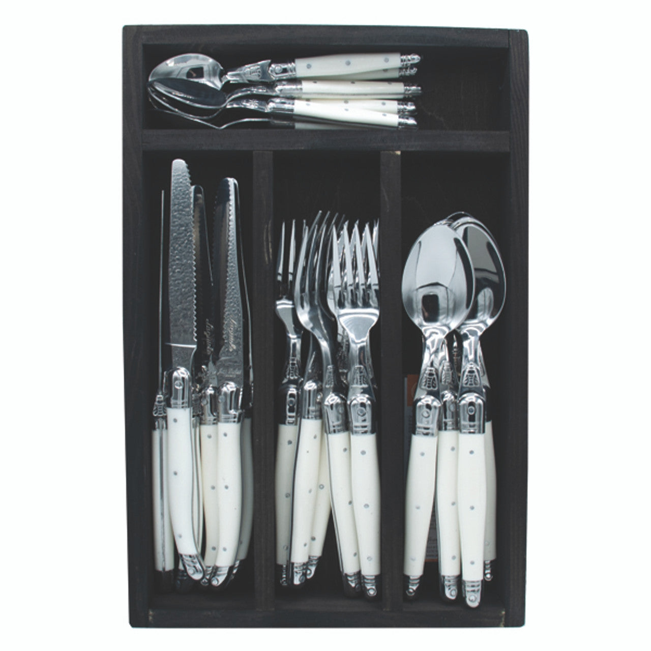 Stainless Steel Flatware Set - 24 Pc, Colored Handle with Tray - Dishwasher Safe and Ideal for Everyday Use - Home Essentials for New Apartment