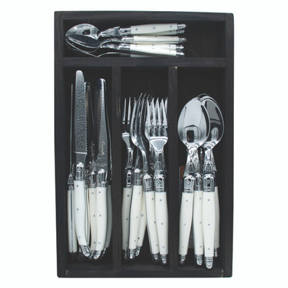 Stainless Steel Flatware Set - 24 Pc, Colored Handle with Tray - Dishwasher Safe and Ideal for Everyday Use - Home Essentials for New Apartment