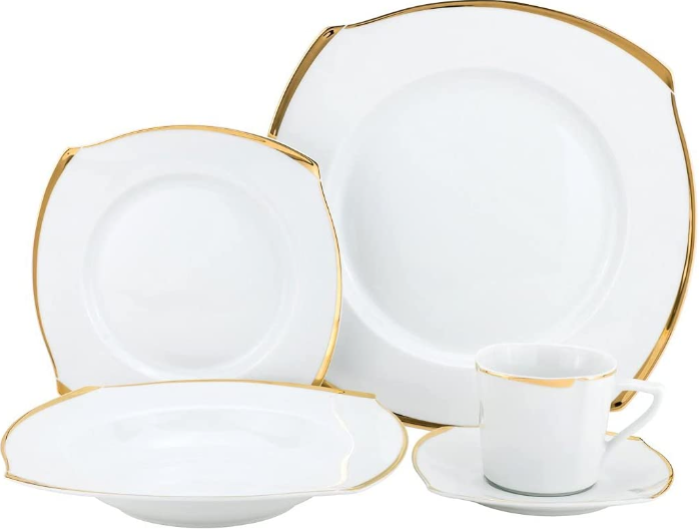 Royalty Porcelain Fancy Square 20pc Dinnerware Set, Bone China